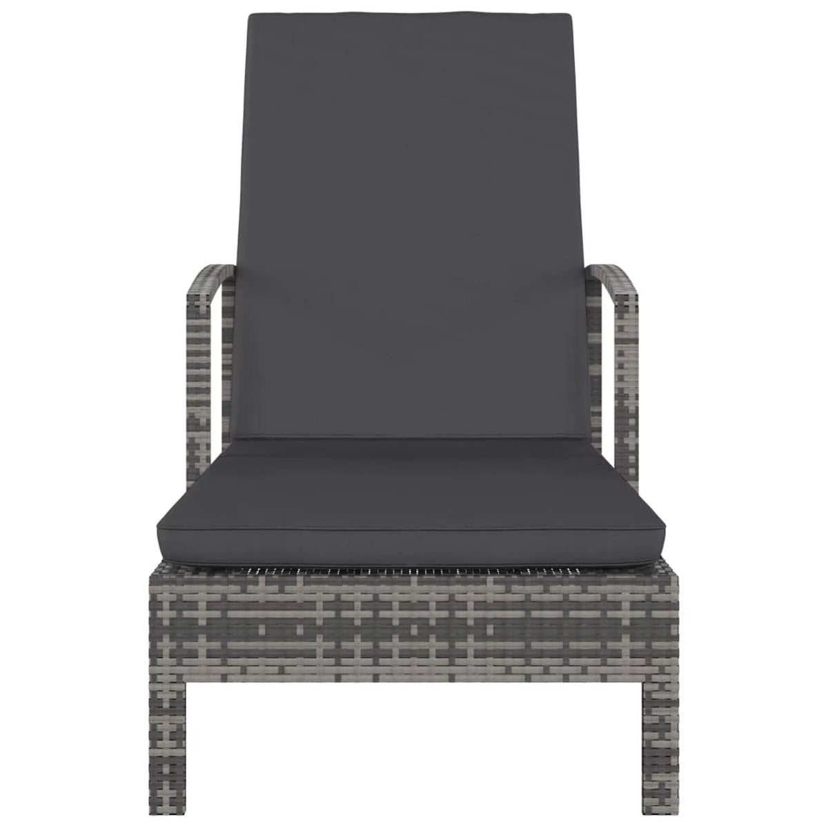 Sun Lounger with Armrests Poly Rattan Gray P2330