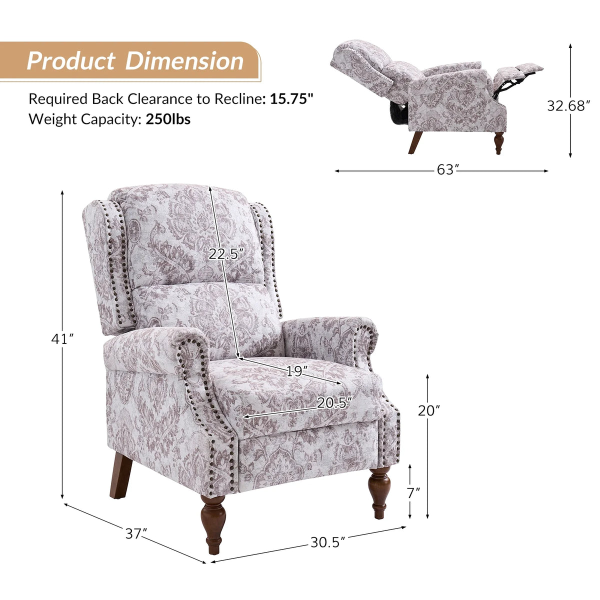 Set of 2 Upholstered Recliner Chairs R445