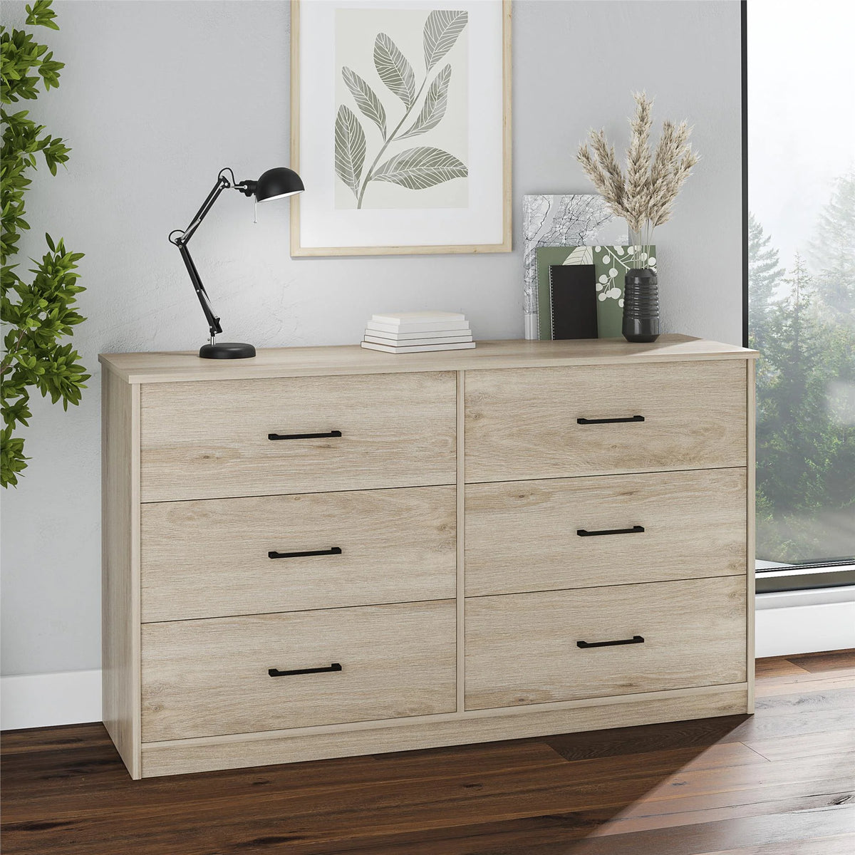Black 6 Drawer Dresser V2701