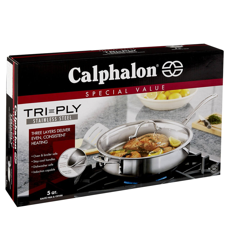 Tri-Ply Stainless Steel 5-Quart Saute Pan with Cover C80556
