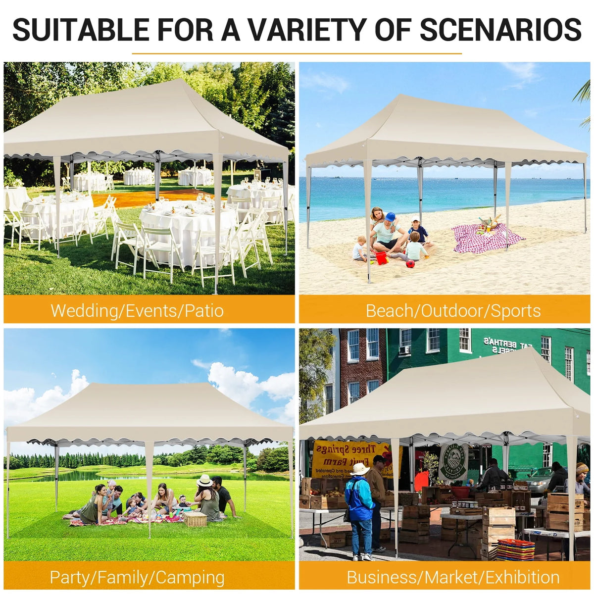10' x 20' Pop up Canopy Tent with 6 Removable Sidewalls & Carry Bag W73327