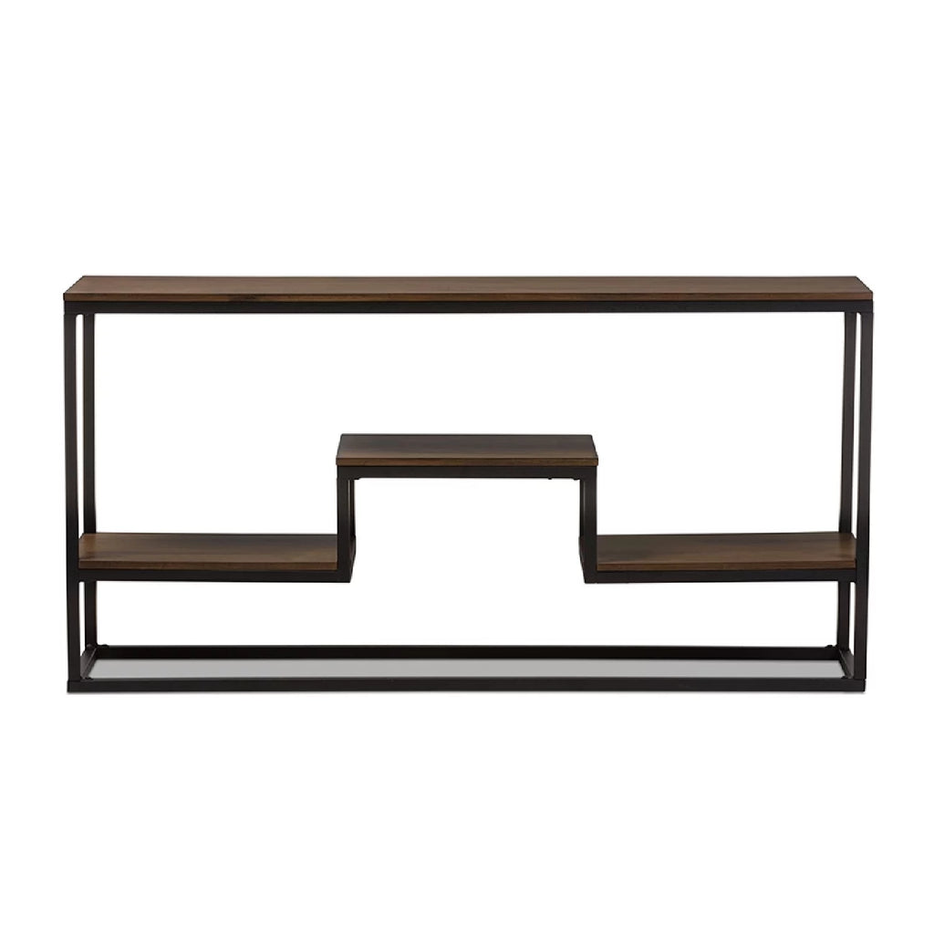 Antique Black Metal Distressed Wood Console Table D156883