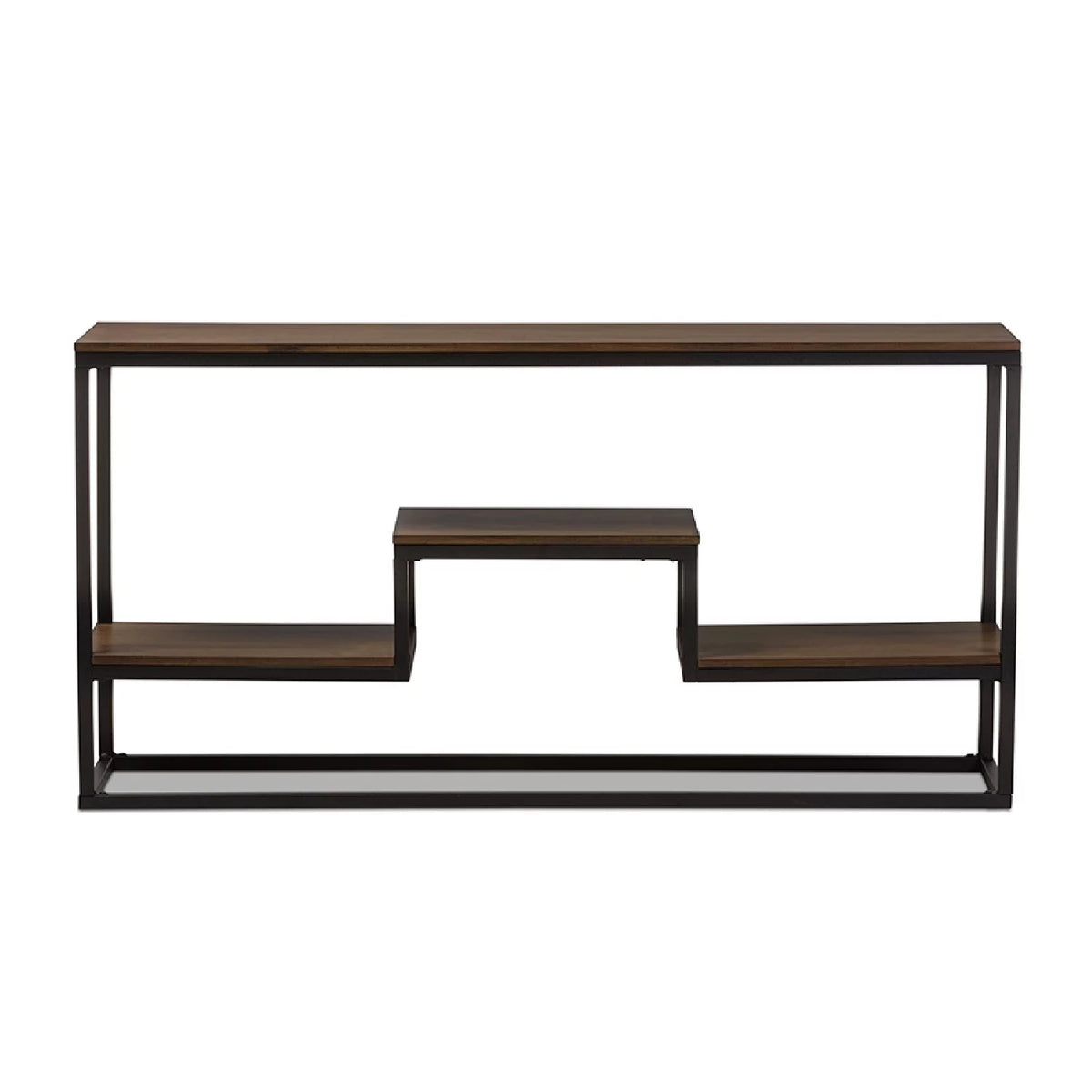 Antique Black Metal Distressed Wood Console Table D156883