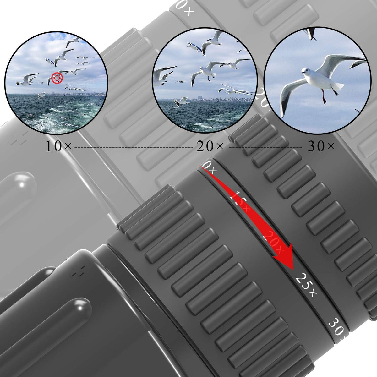 10-30X50 Zoom Monocular Telescope BAK4 Prism Waterproof V11105