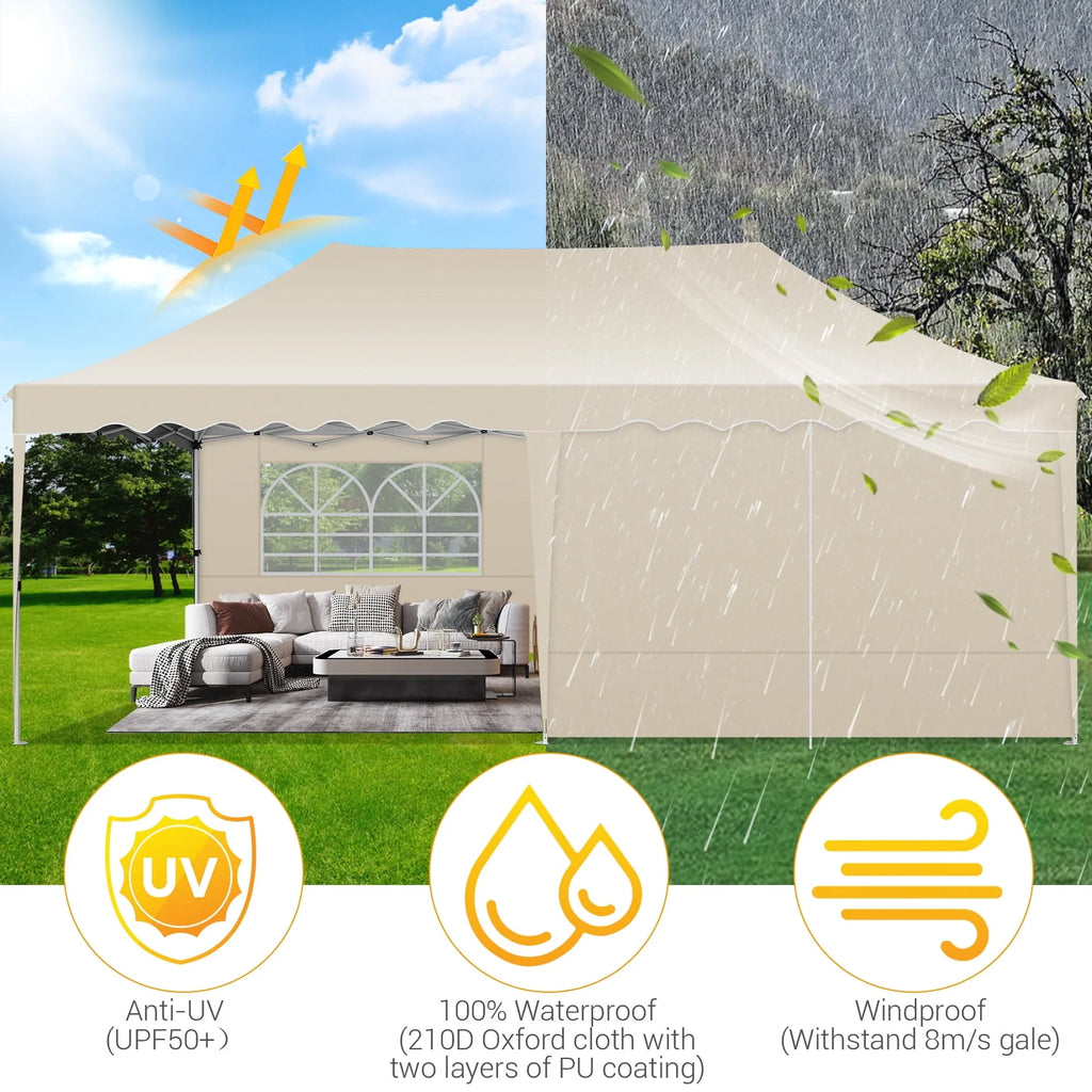 10' x 20' Pop up Canopy Tent with 6 Removable Sidewalls & Carry Bag W73327