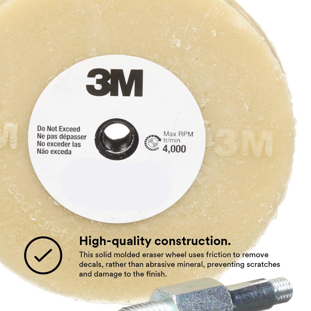 Adhesive Remover Eraser Wheel 4” diameter x 5/8” thick 3/8-16 threaded mandrel B952035