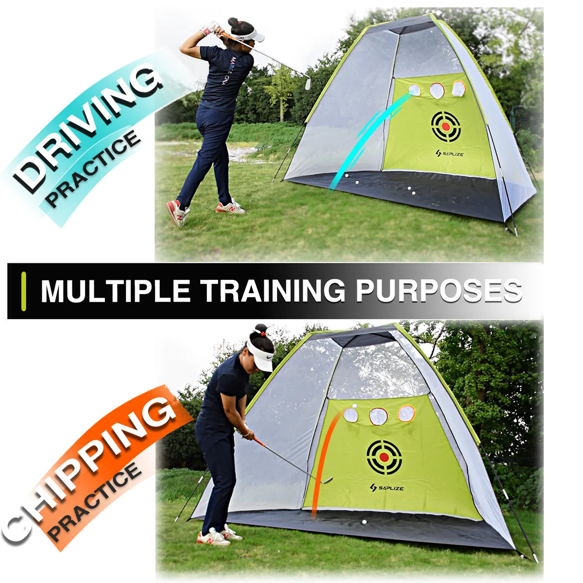 10 x 7 ft Golf Practice Net with Golf Mat, Tees and Balls H315