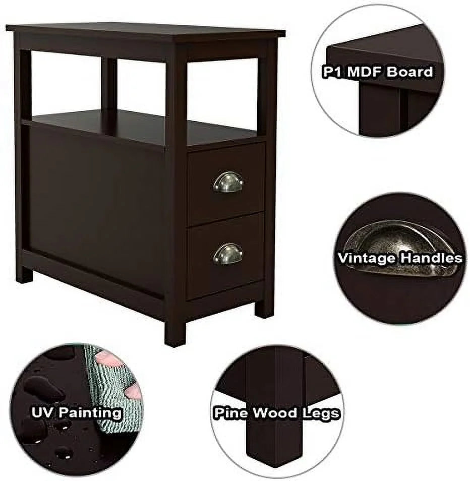 End Table with 2 Drawer and Open Nightstand A618