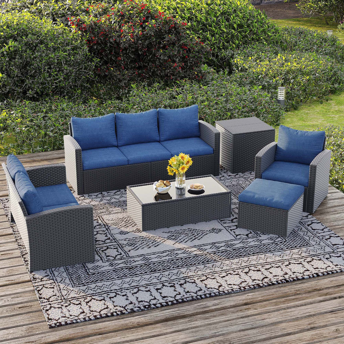 10 Pieces All Weather PE Wicker Rattan Outdoor Sectional Sofa M227941