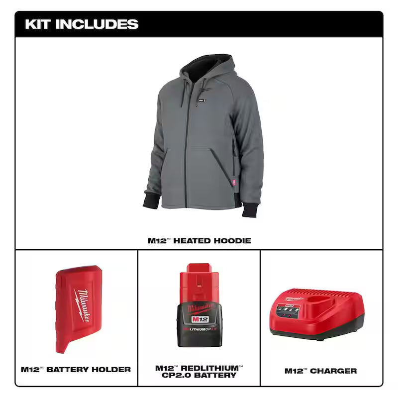 12-Volt Cordless Gray Heated Jacket Hoodie Kit D566279