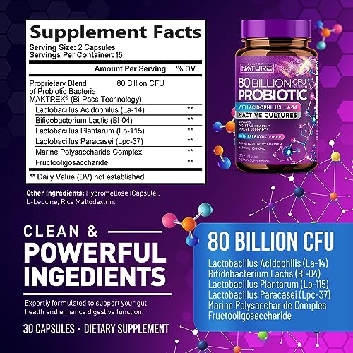 80 Billion CFU Probiotic Supplement - 30 Capsules Q870