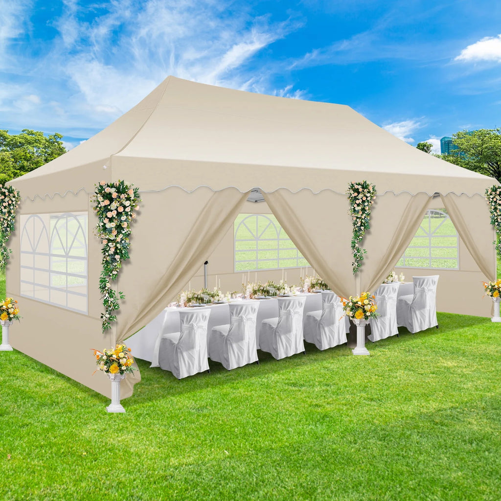 10' x 20' Pop up Canopy Tent with 6 Removable Sidewalls & Carry Bag W73327