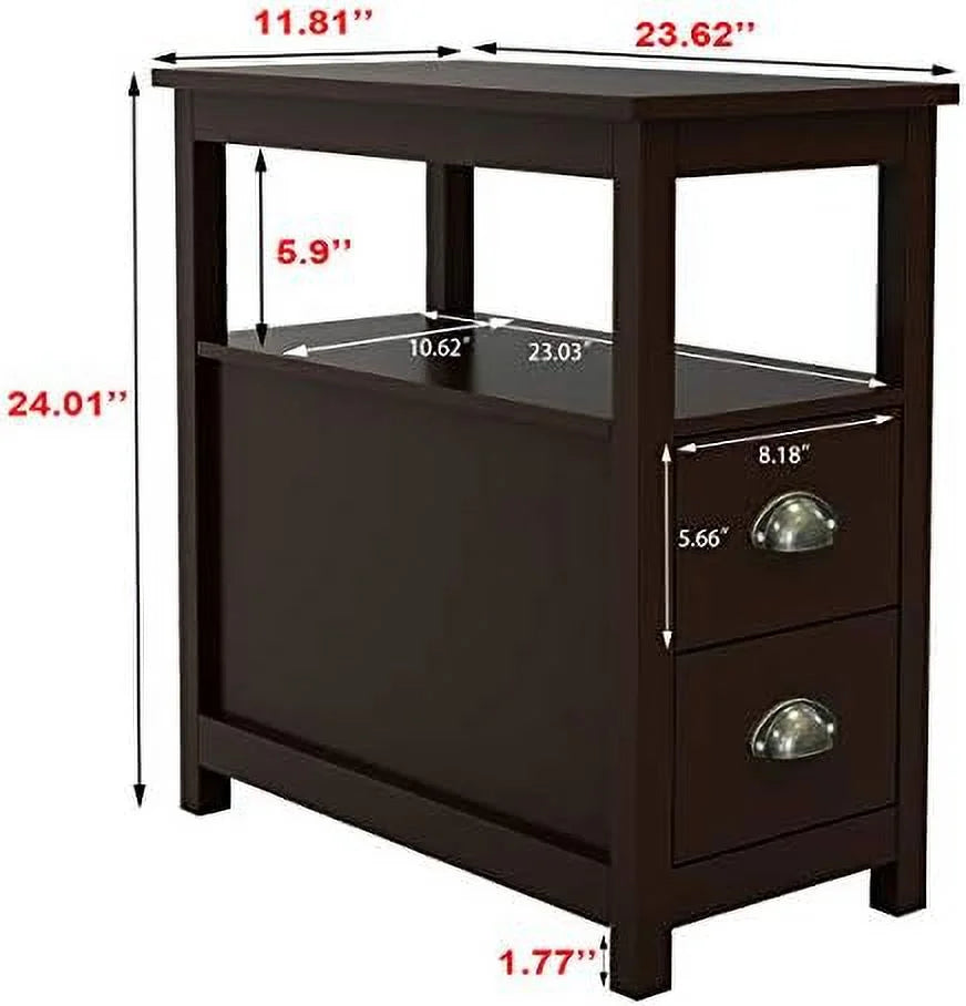 End Table with 2 Drawer and Open Nightstand A618