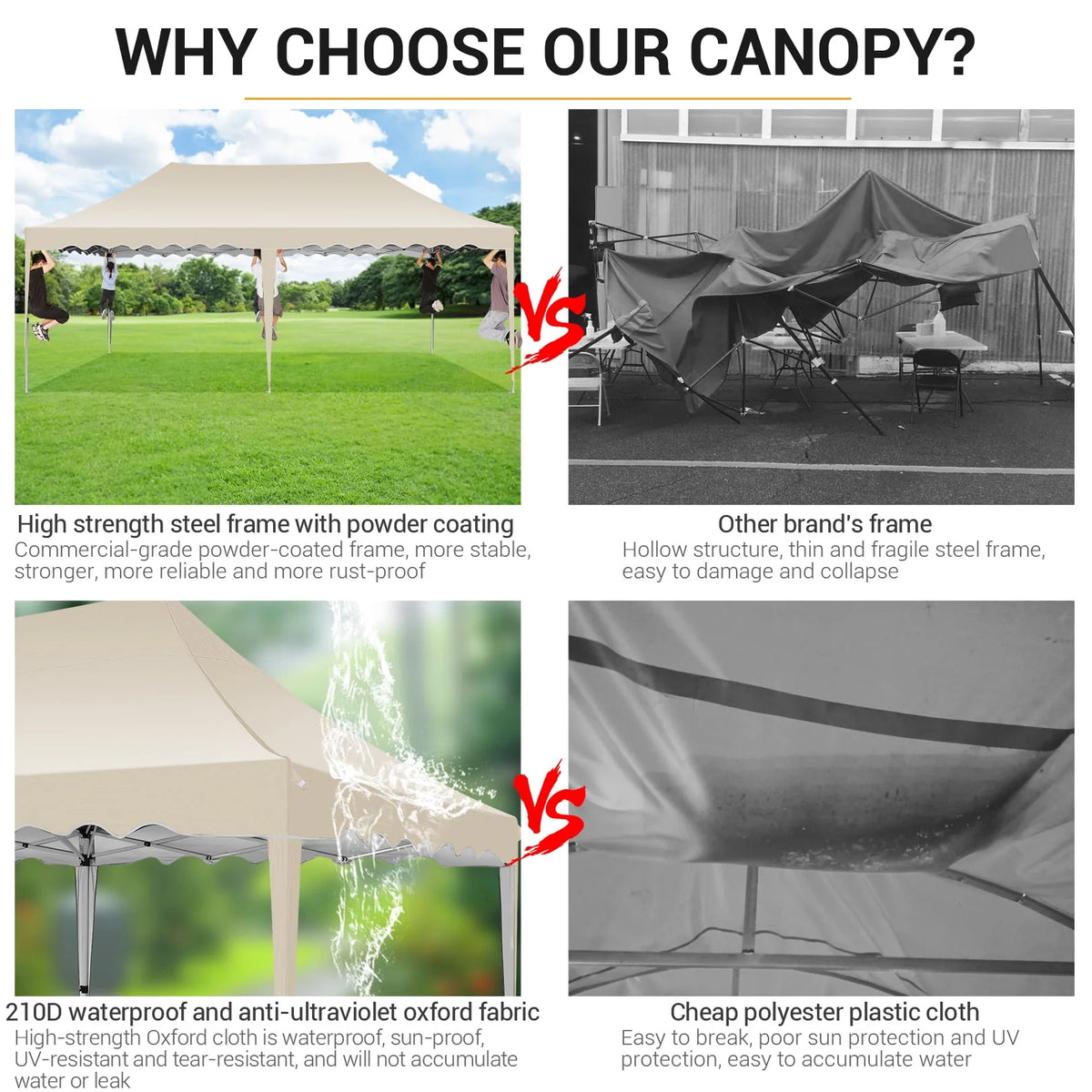 10' x 20' Pop up Canopy Tent with 6 Removable Sidewalls & Carry Bag W73327