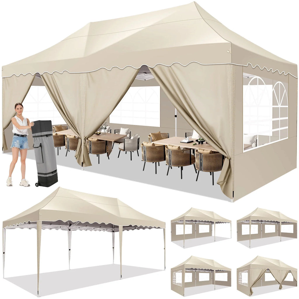 10' x 20' Pop up Canopy Tent with 6 Removable Sidewalls & Carry Bag W73327
