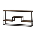 Antique Black Metal Distressed Wood Console Table D156883