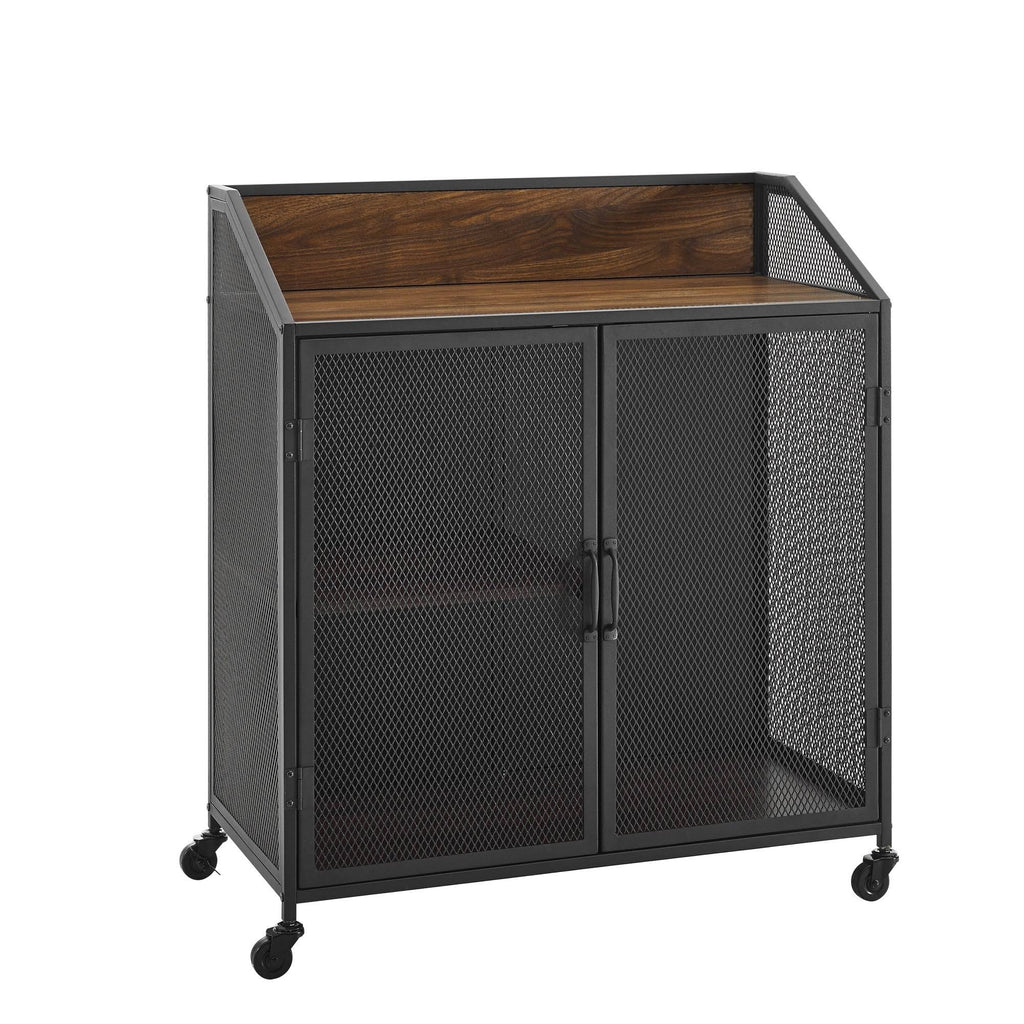 Grey Wash Mesh Bar Cabinet C732474