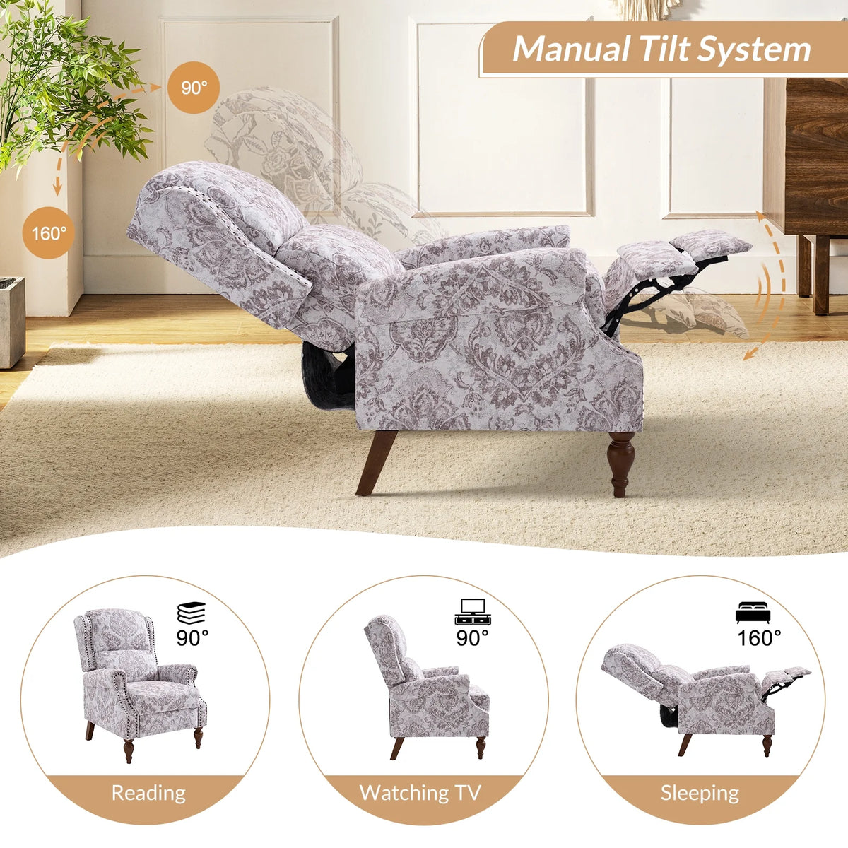 Set of 2 Upholstered Recliner Chairs R445