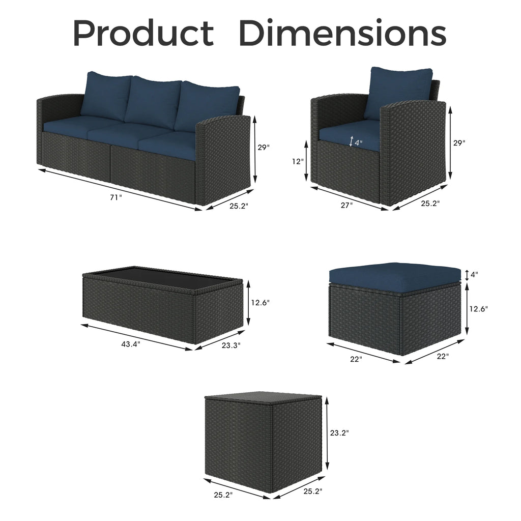 10 Pieces All Weather PE Wicker Rattan Outdoor Sectional Sofa M227941
